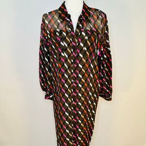 Diane Von Furstenberg DVF Paige Dress Geometric Print Silk Size XL